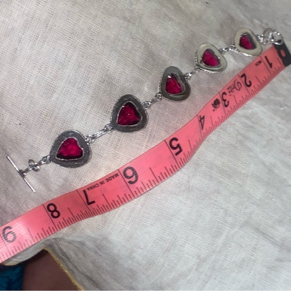 Raspberry Red Quartz heart multi-gem handcrafted Bracelet - Picture 9 of 12